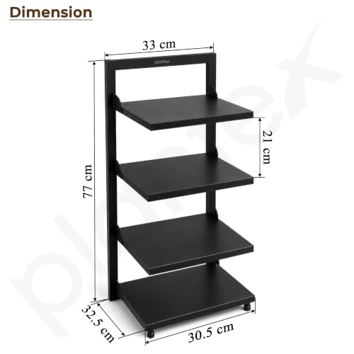 Image of Plantex Shelf Storage Rack /GI Steel Storage Organizer /4 Tier Shelf Rack for Home - Pack of 1 (Black)