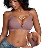 DEANGELMON Front Closure Bras for Women Racerback Bra No Underwire Seamless Push Up T-Shirts Bras Supportive Womens Bralettes(Purple,L)