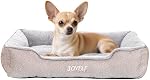 JOYELF Lit pour chien Lavable Lit pour animaux de compagnie, Lit pour chat anti-anxiété & Canapé, Lit de peluche mignon pour petit chien et chat - Petit rectangle
