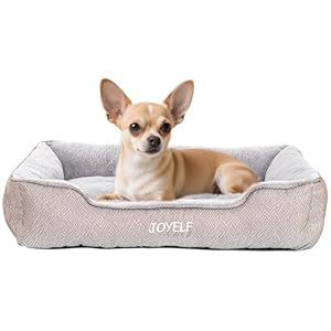 JOYELF Dog Bed Washable Calming Pet Bed, Anti Anxiety Cat Bed & Sofa, Cute Plush Pet Bed for Small Dog and Cat – Small Rectangle