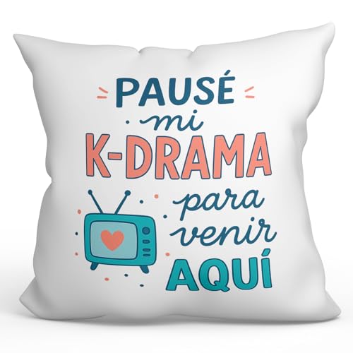 MUGFFINS Cojín con Relleno KPOP Kdrama | Cojín 40x40cm con Frase Pausé mi K-Drama...