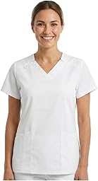 B-well ANGELICA Casaca de enfermería para mujer, túnica médica con cuello en V, bolsillos funcionales, transpirable y fácil de limpiar, ropa de trabajo para clínica y práctica
