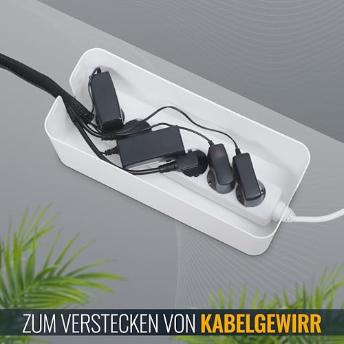 RICOO Kabelbox, Kabelmanagement Box Z4001-W, Kabel Organizer Box 40,6 x 15,6 x 13,4 cm, Aufbewahrungsbox zum Verstecken von Steckdosenleisten, Adaptern und Kabeln, Kabelsammler, Weiß