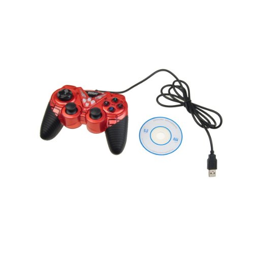 Red USB PC Double Dual Shock Vibration Gamepad Joystick