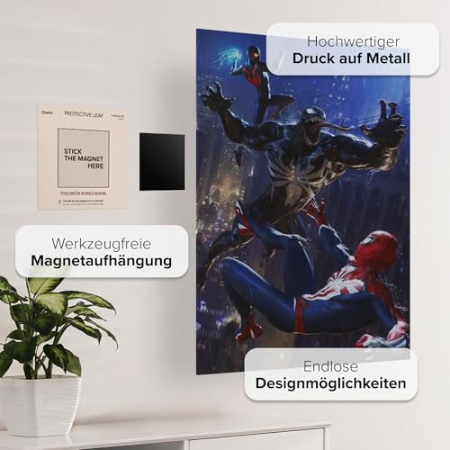 Displate Affiche Métallique Marvel - Spider-Man 2 Game - Peter Miles and Venom - Déco Maison Chambre - Cadeau - Decoration Murale Salon Metal Poster 32 cm x 45 cm – vue 3