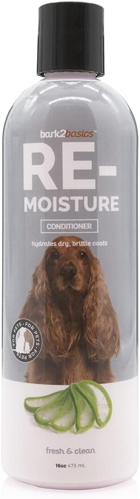 Bark2BasicsRe-Moisture Dog Conditioner, 16 oz - Aloe Vera Infused, Adds Moisture, Hydrates Dry Itchy Skin, Sensitive Skin or Allergies, Professional, Aids in DeShedding