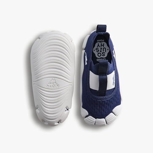 Image of ARETTO Expanding Navy Blue Kids Shoes for Growing Feet - Boys & Girls Footwear, Baby Girl Shoes, Sneakers for Boys, Baby Shoes & Comfortable Shoes for Kids | Age 1-9 Years