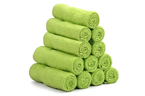 Akti Premium Cotton Wash Cloths, Pack Of 12, 13X13 Inches, 520 Gms, Durable, Quick Dry & Extra Absorbent Cleaning Cloth For Home, Spa, Hotel, Bathroom & Kitchen – Sharp Green Washcloths #TOP2