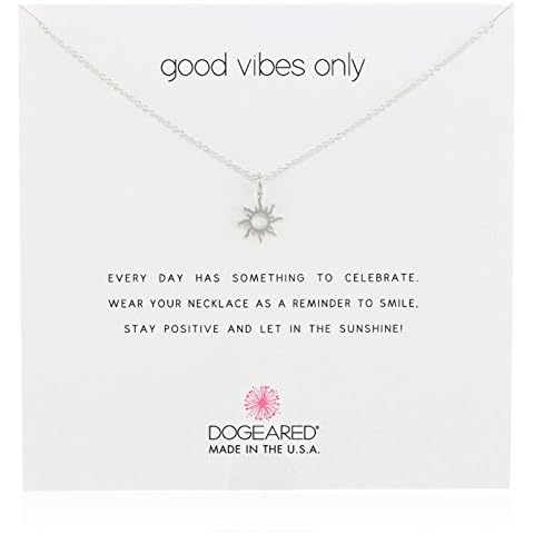 Dogeared Reminders- "Good Vibes Only" Sterling Silver Sun Charm Necklace, 16"+2" Extender Cover