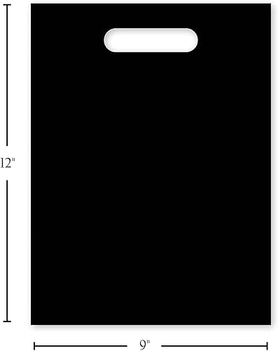 Miniatura 6 de Bolsa de plástico con asa troquelada de 90 x 120in bolsas de plástico negro paquete de 100 para venta al por menor regalos ferias comerciales y más