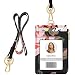 ID Badge Holder with Lanyard, Vertical Flower ID Badge Card Holder with 1 Clear ID Window, 4 Credit Card Slots and a Detachable Neck Lanyard (Floral)