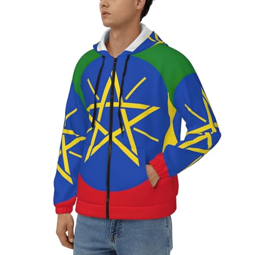 Sweat à capuche Éthiopie zippé en polyester doux pour le quotidien