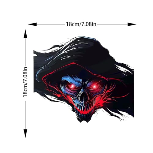 Image of 2Pcs Halloween 3D Skull Car Decals, Decorative Sticker for Truck Trailer SUV, Any Smooth Surface (E)