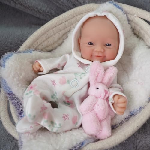 Muñeca bebé mini reborn de silicona 7 pulgadas con accesorios miniatura 1