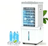 12L Portable Air Conditioner, Evaporative Air Cooler Fan with 3 Speeds & 120°Oscillation, 35dB Quiet Cooling Fan, Space-Saving Low Energy Fan with Wheels for Home Office & Bedroom (12L)