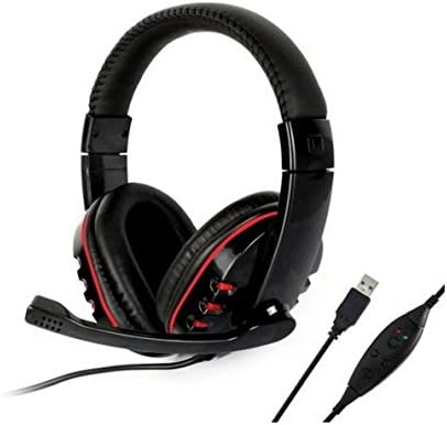 New Luxury Leather Headset Earphone with Microphone for PS3/PC Black and Red Hot US