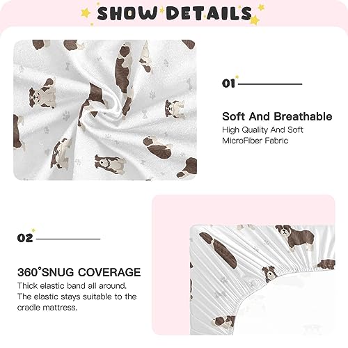 Image of Fitted Crib Sheets English Bulldog Dogs Stretchy Portable Playard Sheets for Baby Toddler, Breathable Soft Mini Crib Mattress 39 x 27 in for Boys and Girls