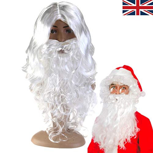 FRCOLOR Natal Papai Noel Barba Falsa Barba Branca Xmas Papai Noel Santa Férias Peruca de Cabelo Fals