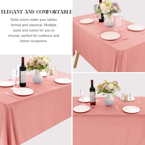 Image of 4 Pack Rectangle Tablecloth for 6 Foot Tables Washable Polyester Table Cover for Wedding Dining Table Parties Banquet(70x120 Dusty Rose)