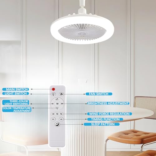 E27 plafonnier LED ventilateur de plafond télécommandé 3 vitesses - 5