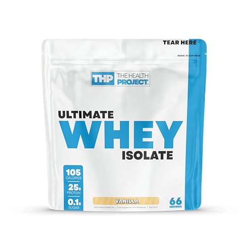 The Health Project Ultimate Whey Protein Isolate Powder | Premium High Protein | 66 Servings /2kg (Vanilla)