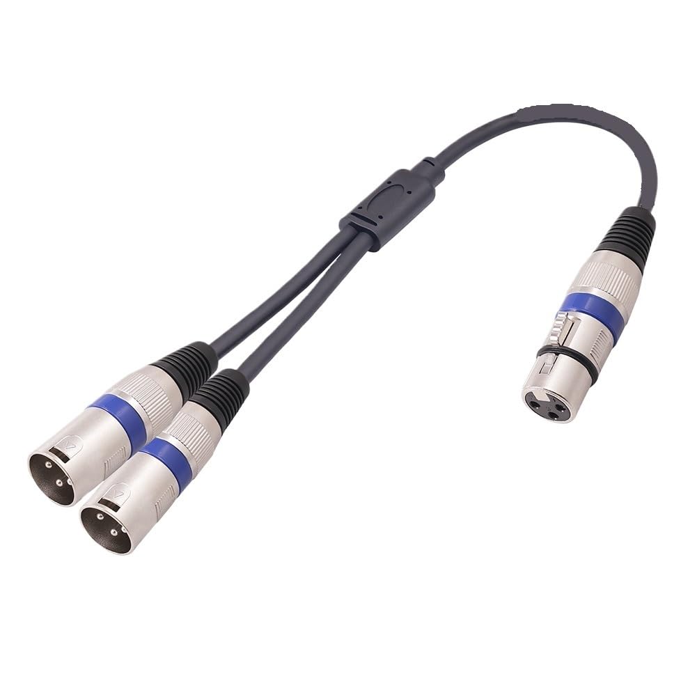 Cavo sdoppiatore a Y bilanciato da XLR femmina a 3 pin femmina a doppio XLR maschio, 91 cm, 50 cm, per strumenti, microfoni, cavi di segnale (nero, 1 pezzo)