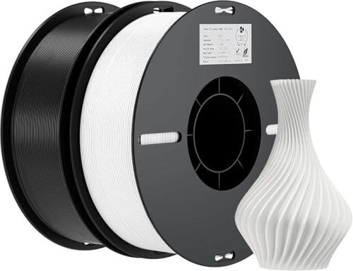 Creality Ender PLA 3D Printer Filament 1.75mm 2KG Spool (4.4lbs) Dimensional Accuracy +/-0.03mm No Clogging & Bubbles Fits for Most FDM 3D Printers (1KG Black+1KG White)