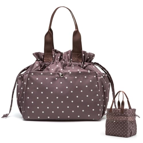 MEXS Lunch Bag for Women Reusable Drawstring Insulated Lunch Box Stain-Resistant Large Cinch Closure Lunch Bags for Work Office