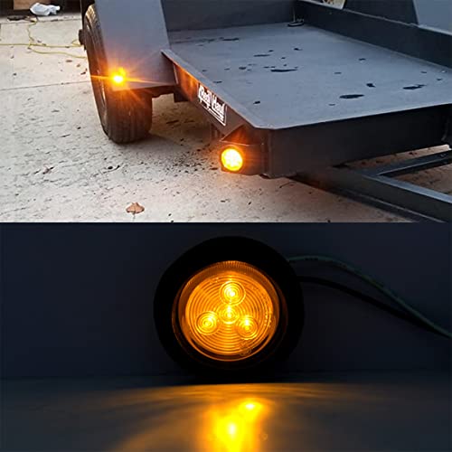 Mcresoar 2" Round Sealed Led Clearance Marker Light 4Led Grommet Mount Rv Accessories, Round 2Inch Led Side Marker Lights Kit Flush Mount With Wire Pigtails 10Pcs (Amber) #TOP1