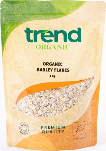 Trend Organic Barley Flakes-1kg-Nutrient-Rich Goodness, High in Protein & Fibre, and Essential Vitamins and Minerals, Certified Organic, Vegan, Non-GMO, No Additives No Preservatives, Raw