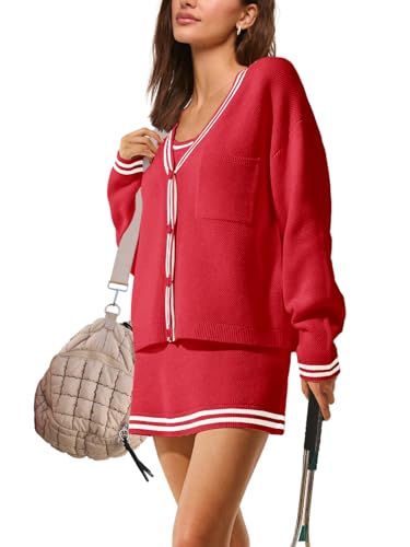 Nirovien Womens Oversized Cardigan Sweaters Button Down Knit Fall Sweater Long Sleeve Striped Coats4