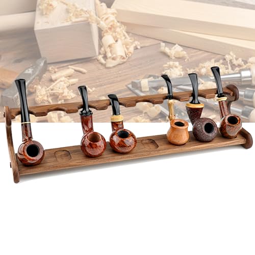 Support pour 8 pipes en bois présentoir détachable de bureau pour pipes à tabac