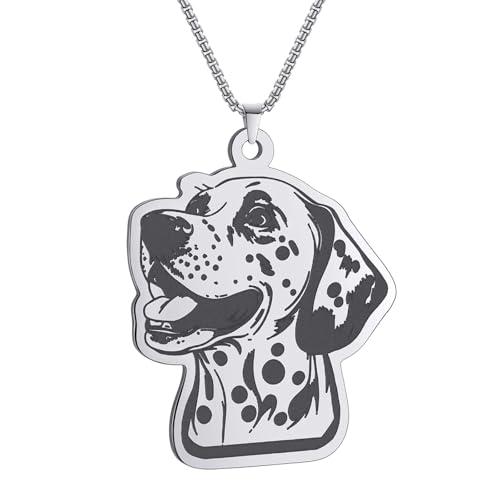 Collier pendentif dalmatien pour femme et homme, bijou vintage animal tendance