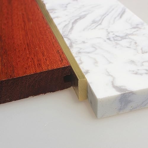 Wood to Tile Flooring Transition Strips, Brass Edging Trim Strip Bars, Polished/Brushed Threshold Transition Strip, Heavy Duty Brass Flooring Strip (Color : Brushed, Size : 5x15mm)