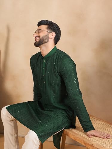 Image of Amazon Brand - Tavasya Men Linen Traditonal Regular Kurta