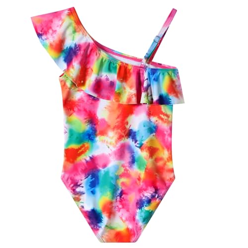 Girls Swimsuit Quick Dry One Piece Bathing Suit Tie Dye Rainbow Striped Kids Swimwear for 5-12 Years2