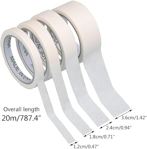 Image of GANPUB White Multi-Purpose White Masking Tape Total Length 20M Painter Tape 4 Kinds Optionals 0.47'' /0.71'' /0.94'' /1.42'' Writable Masking Tape Inch 1 Inch Wide Painters Tape for Art Tape