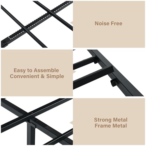 Image of Catrimown Twin Bed Frame with Headboard, Metal Platform Twin Bed Frames with Steel Slat Support, 10.5 in Storage Clearance, No Box Spring Needed, Easy Assembly, Black