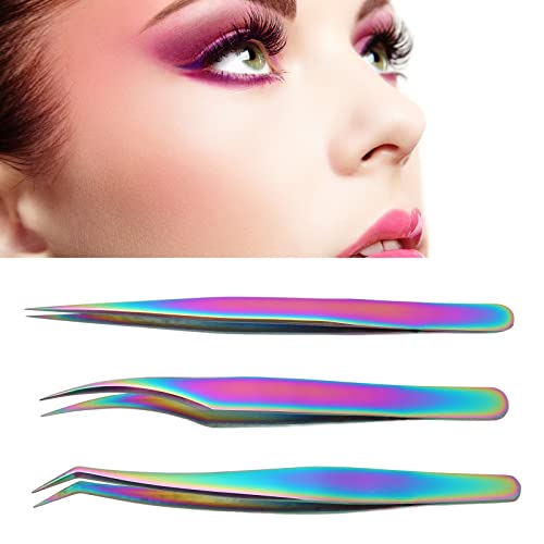 Conjunto de Pinças para Cílios 3 Peças, Pinças para Cílios de Maquiagem, Ferramentas de Clipe de Enx