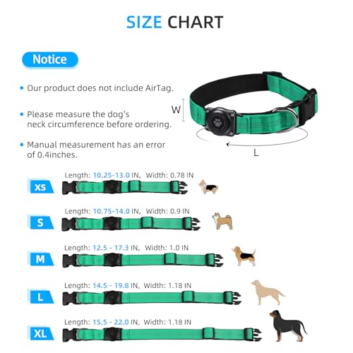 Image of Upgrade Dog Collar with AirTag Holder, IP68 Waterproof, Teal, XS