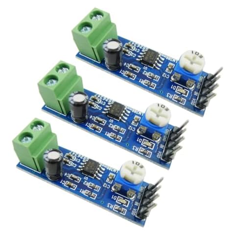 Ferwooh LM386 200 Times Gain Audio Power Amplifier Module 5V-12V Input Power Amplifier Onboard 10K Adjustable Resistor AMP Board for Sound System Speaker DIY(Pack of 3PCS) Cover