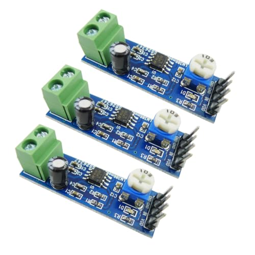 Ferwooh LM386 200 Times Gain Audio Power Amplifier Module 5V-12V Input Power Amplifier Onboard 10K Adjustable Resistor AMP Board for Sound System Speaker DIY(Pack of 3PCS)