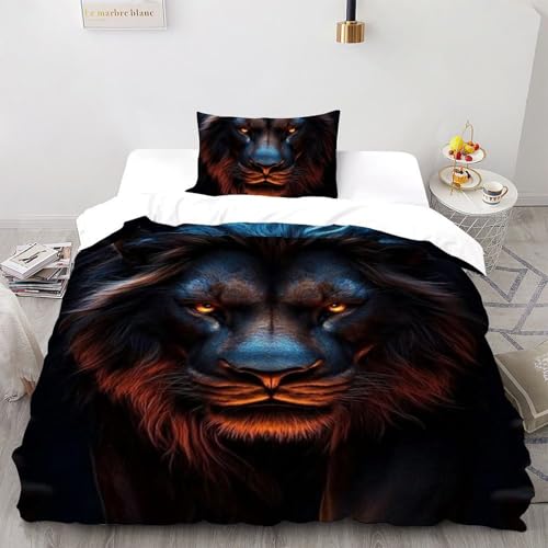 Housse de couette animaux lit simple 135x200cm microfibre taies oreiller