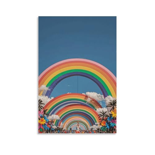 Toile murale arc-en-ciel 60x90 pour illuminer un mur sombre sans cadre