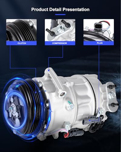 Image of ECCPP AC Compressor with Clutch 2016-2023 Fit for Chevrolet Malibu 1.5L | AC Compressor Rapid Cooling 5 Grooves 167361,168361 Low Vibration Under 72db Reduces Engine Load Fuel Efficient