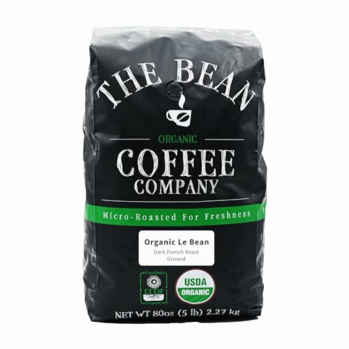 The Bean Organic Coffee Company Le Bean, Dark French Roast, Ground Coffee, 5-Pound Bag