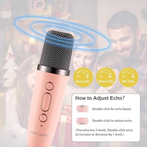 Image of PhoenixX Karaoke Rechargeable Mic with Speaker for Singing | Wireless Mini Portable Bluetooth Speaker with Microphone & LED Lights | Cute Birthday Gift for Kids Musical Toys for Boys,Girls and Adults