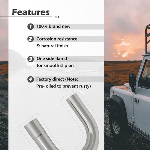 Jaxilyn EXHAUSTPIPE-8PCS Exhaust Pipe Kit 2.5 Inches Mild Steel Diy Custom Exhaust Kit Tubing Mandrel Bend Pipe Straight & U-Bend 16 Gauge Universal 8Pcs thumb #6