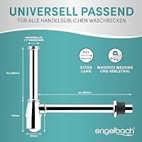 Engelbach® Siphon Waschbecken mit Reinigungsöffnung - Universal Tassensiphon 1 1/4 - Abflussrohr, Flaschensiphon, Syphon inkl. Gummimanschette und Anleitung – Ansicht 2