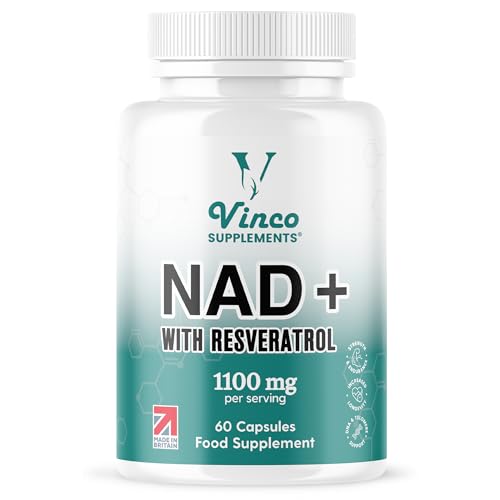 NAD + Trans-Resveratrol 1100mg, with Black Pepper 50mg for Superior Absorption, 3-in-1 Advanced Formula to Boost NAD+ Levels, Support Immune Health - 60 Capsules (30 Days Supply)